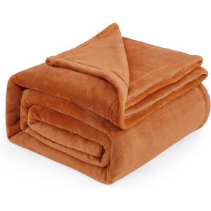 Bedsure Fleece Blankets Queen Size Mango - 280GSM Soft Lightweight Plush Cozy Blanket for Bed, Sofa, Couch, Travel, Camping (Queen (90" x 90"), Burnt Orange)