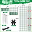 12 Pack 60" Metal Tree Trunk Protectors Heavy Duty Mesh Tree Guards Expandable Trunk Protector Guard with Zip Ties, Stakes & Gloves for Saplings, Trees, Gardens and Landscapes