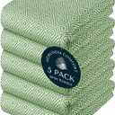 Mint Green Dish Towels, 5 Pack, 100% Cotton, Reusable, Super Absorbent and Quick Dry, Diamond Weave Kitchen Towel Set, Durable Wash Cloths for Kitchen Use, Cleaning & Drying Dishes