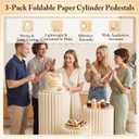 3 Pcs Foldable Cardboard Cylinder Pedestal Stands for Party Wedding