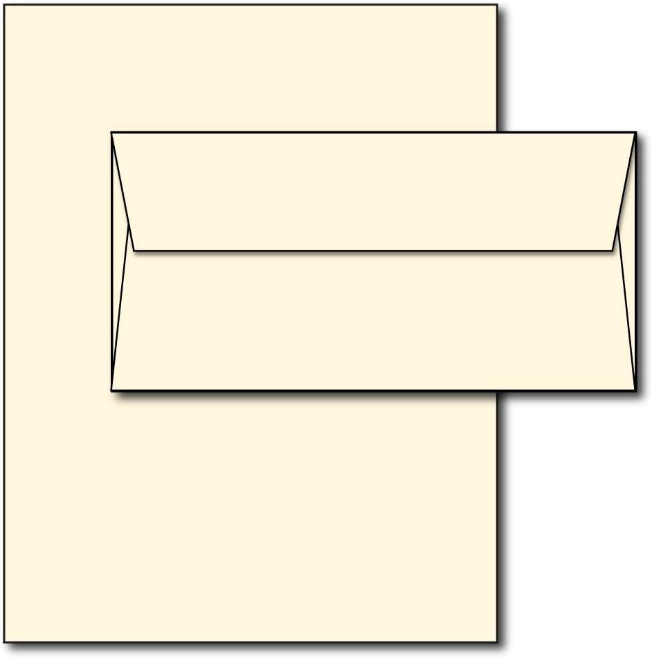 2 x Blank Letterhead Paper & Envelopes - Off-White Natural Cream Color - 40 Sets - Unique Executive Size (7" x 10") Paper with Matching Envelopes