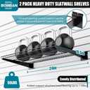 2 Pack Slatwall Shelves 24X16.5 Inch, Heavy Duty Metal Slat Wall Wire Shelf for Retail, Garage, Home Storage, Universal Slatwall Accessories (2PC, Black)