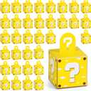 36PCS Video Game Party Favor Mystery Box 3.5inch Small Goodie Treat Boxes Question Mark Box Gift Bags Brick Comic Candy Boxes for Gift Giving Video Games Theme Birthday Party Decorations Supplies