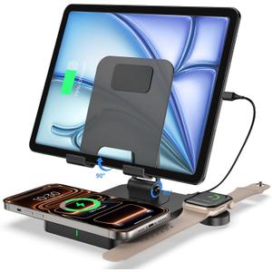 Charging Station for Apple Multiple Devices, Wireless Charger 3 in 1 for iPhone 16/15/14/13/12 Series, AirPods Pro 2, iPad Stand, Watch Charger for iWatch Series 10/9/8/7, Multi Charger Station