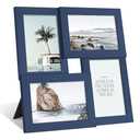 SZYUU 4x6 Collage Picture Frame with Real Glass, 4 Opening Wooden Photo Collage Frame with Stand, Family Multi Picture Frame for Wall or Tabletop Display, 4 Photo Gallery Frame for Home Decor, Navy Blue