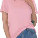 GAYHAY T-Shirts for Women - Short Sleeve Basic Tees Soft Crew Neck Trendy Summer Tops for Casual Outfits 2025 (Medium, Pink)