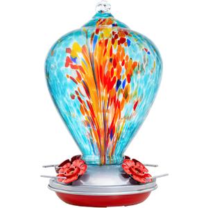 Muse Garden Hummingbird Feeders for Outdoors Hanging, Blown Glass Hummingbird Feeder Gifts for Women, Garden Decor Backyard Decor, Unique Gardening Gifts for Older Women, 34OZ, Comet