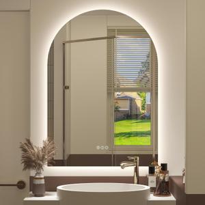Luxulum Arched Backlit LED Lighted Bathroom Mirror 24x32 | Arch LED Vanity Mirror, 3 Colors, Stepless Dimming, Anti-fog, Memory, HD Shatterproof Glass, UL, Vertical/Horizontal