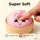 2Pcs Mystery Pink Dumpling Squishies with Steamer Box,Soft Stretchy Bao Bun Stress Relief Balls,Sensory Fidget Squeeze Toys for Anxiety Relief,Decompression Desk Toys