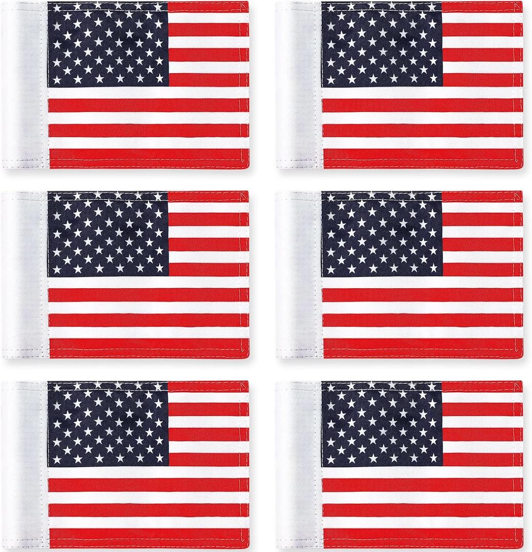 Oudain Golf Flag with Tube Inserted Waterproof Putting USA Golf Target Flag 420d Nylon Mini Pin for 250th Anniversary Yard Indoor Outdoor Veterans Day Patriotic Backyard Garden, 8 x 6 Inch(6 Pcs)