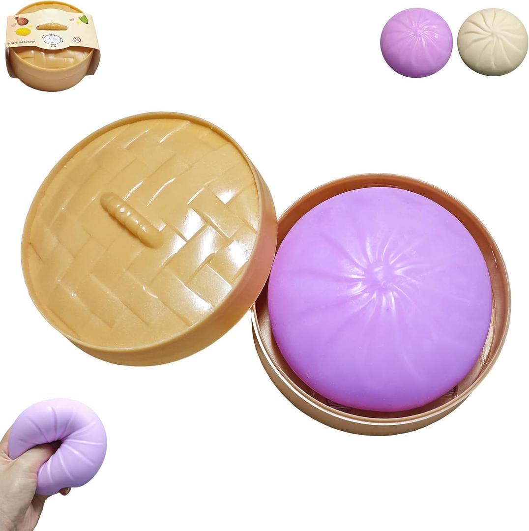 Giant Dumpling Squishy, Large Dumpling Squishy, Mystery Jumbo DumplingSquishy, Cute Anxiety Relief Fidget Toy, Soft Squeeze Decompression Dough for Adults(Purple)