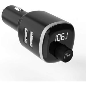 Scosche BTFM4 BTFREQ Universal Bluetooth Handsfree Car Kit with FM Transmitter and Dual USB Ports, Black