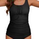 Zando Women’s Tankini Swimsuits Two Piece Bathing Suit Tummy Control Modest Tankini Top & Bottoms Full Coverage Swimwear, Medium