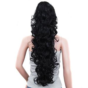 S_SSOY 31"(78cm) Women's Curly Pony Tail Hair Piece Synthetic Claw Clip Ponytail Wavy Long Curled in Hair Extension Extensions Long/Voluminous Wig Hairpieces for Women Girls Lady, 1B#