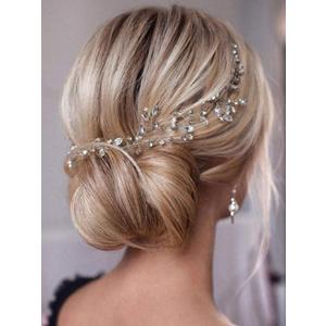 Unicra Bride Wedding Rhinestone Hair Vine Bridal Silver Hair Piece Crystal Headband Hair Accessories for Women and Girls (17.7inches) (Silver)