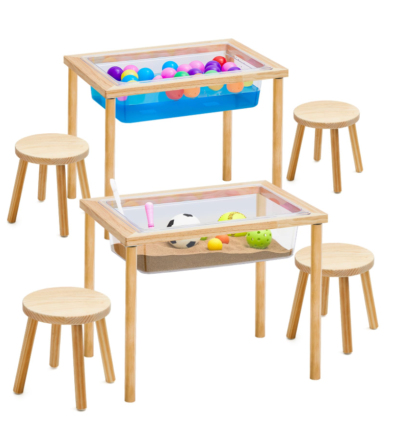 Briwoody 2 Pack Sensory Table, 23.9" x 15.9" x 20"