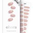 ohora Semi Cured Gel Nail Strips (N Pink Wonderland) - Pink, Solid, Works with Any UV/LED Lamps, Salon-Quality, Long Lasting, Easy to Apply & Remove - Includes 2 Prep Pads, Nail File & Wooden Stick
