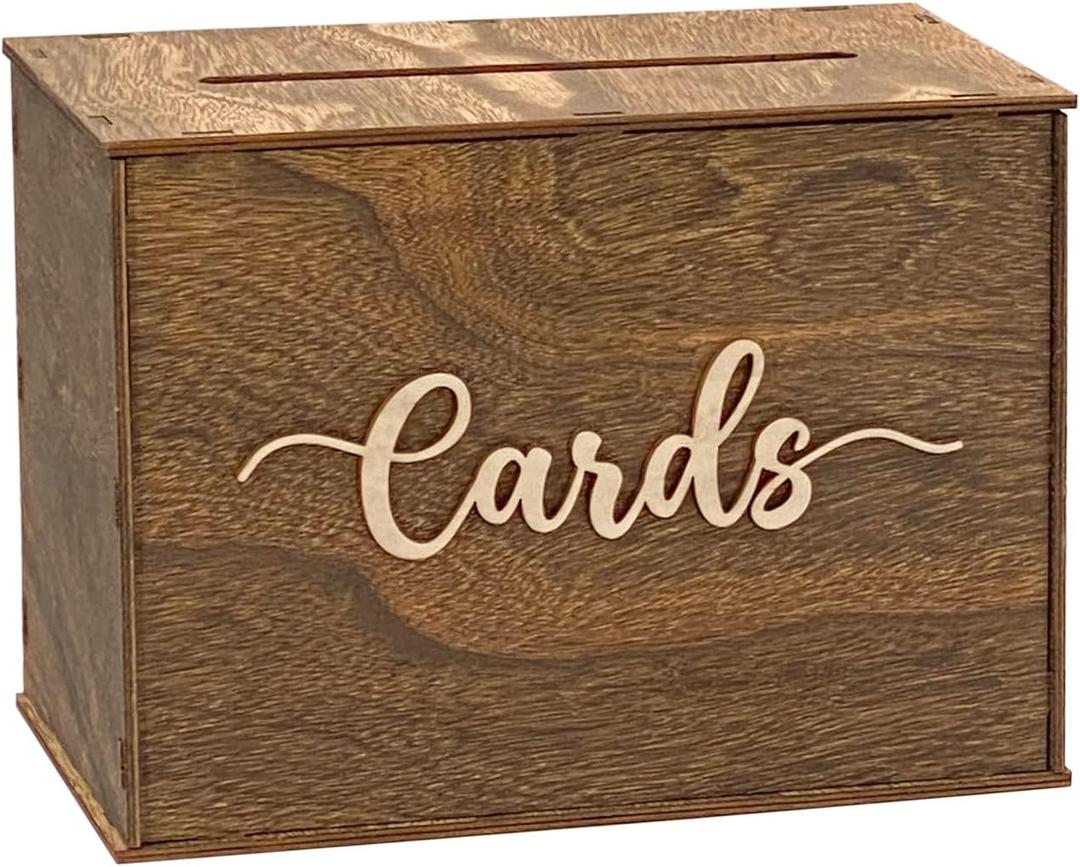 Rustic Wooden Card box 12x9x7 Inch Gift Card Box for Wedding Birthday Baby Shower Graduation Party