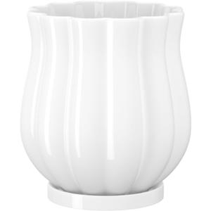 Ceramic Planter, 5.8 5.8 6.6 Inches Plant Pot with Drainage Hole and Saucer, Indoor Outdoor Planter Flower Pots, White Pot for Plants