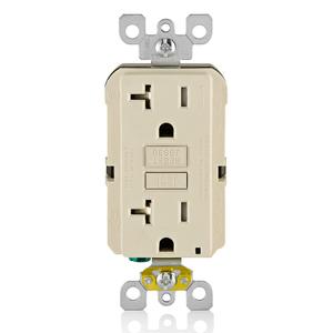 Leviton GFCI Outlet, 20 Amp, Self Test, Tamper-Resistant with LED Indicator Light, Protection from Electric Shock and Electrocution, GFTR2-T, Light Almond