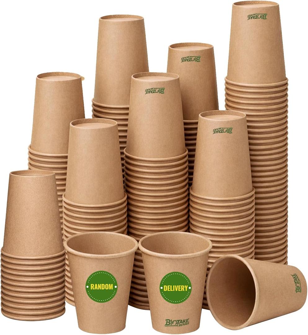 120 Pack 12 oz Disposable Paper Cups, Brown Coffee Cups Unbleached Kraft Paper, Sturdy Leak Resistant Hot/Cold Disposable Cups for Party Home Office