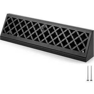 Blulu 1 Pcs 15 Inch Baseboard Register Duct Opening Size Modern Design Vent Covers for Home Floor Wall Baseboard Air Covers Supply Floor Diffuser Including Screws (Black)