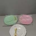 Fasmov 3 Pack 3 Tier Plastic Cupcake Stand, Dessert Plates Cake Fruit Candy Display Tower Reusable Pastry Platter for Wedding Birthday Baby Shower Tea Party Decorations - White Pink Green