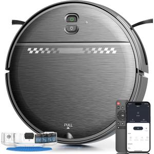 Robot Vacuum and Mop for Pet Hair, 2-in-1 Robot Vacuum Cleaner for Hard Floors&Carpets with 2.87'' Slim Design, Wi-Fi/App/Voice Control, 3D Obstacle Avoidance & Self-Charging