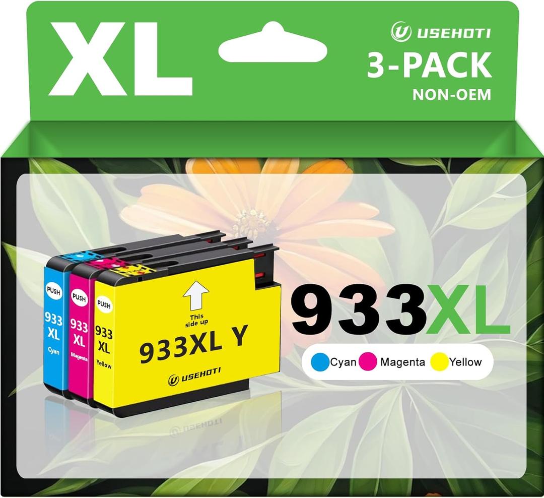 933XL Compatible for HP 933 Ink Cartridges Combo Pack Work with HP OfficeJet 6100 6600 6700 7110 7612 7610 7510 Printer (Cyan, Magenta, Yellow, 3 Pack)