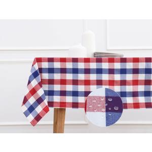 PurpleEssences 4th of July Buffalo Plaid Tablecloth - Water Resistant Wipeable Washable Checkered Table Cloth for Outdoor Picnic Dining - Spring Easter Summer - 60 x 120 Inch - Red Blue and White