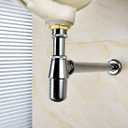 Brass Round Bottle P Trap tube, Basin Sink Waste Trap Drain Tube Kit Adjustable Height Chrome (Oval)