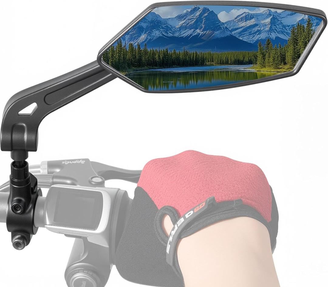 Bike Mirror Handlebar Mount 360 Adjustable Blue, Wide Rear View Mirror Bicycle Mirrors for Handlebars with Scratch Resistant Glass, Bike Rear View Mirror for Scooter, Motorcycle, Bike Accessory Right