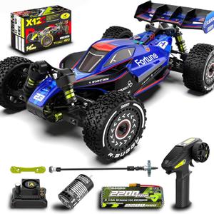 1/12 Brushelss RC Cars, 50 MPH, RC Buggy, Remote Control Truck, 44 Monster Car, Ages 8+ (Blue)