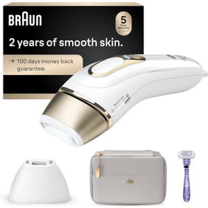 Braun IPL, SilkExpert Pro 5, IPL Hair Removal for Women and Men, Permanent Laser Hair Reduction At-Home, 2 Heads, Pouch, Venus Razor, IPL5157