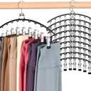 Hendiy Legging Organizer for Closet, Rotatable Pants Hangers 10 Pack w/10 Clips Holds 100 Leggings, Leggings/Shorts/Jeans/Skirts/Pants Hangers w/Rubber Coated, Space Saving Hanging Closet Organizer (Black)