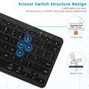 Bluetooth Keyboard, Ultra-Slim Wireless Keyboard for iPad, Rechargeable Ergonomic Computer Keyboard for iOS, Android, Windows PC Tablets Phone, Black