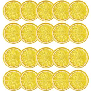 20pcs Mini Simulation Fruit Lemon SlicesFake Artificial Plastic Fruit Model Decorative Wedding Ornament Festival DecorationPhotography PropsBasket Display Filler Fruit (Yellow)