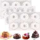 HUAKENER 3 Pcs Mini Fluted Cake Pan, 6-Cavity Fluted Tube Cake Pan, Non-stick Silicone Baking Mold for Cupcakes, Donuts, Muffins, Cornbread, Brownies, Jellies