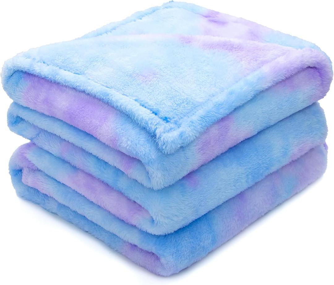 MUGD Soft Blankets Fleece Soft Fuzzy Throw Blanket Kids Warm Throw Blanket for Bed, 40"x50"/ 100x130cm, Blue Purple