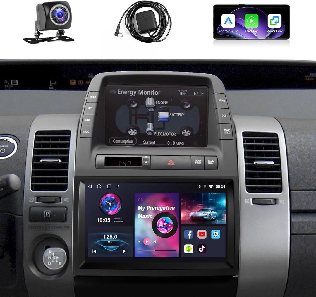 Car Stereo Radio for Toyota Prius 2004-2009 Apple Carplay Android Auto for Toyota Prius Touch Screen Head Unit 9 inch Display 5G WiFi GPS Bluetooth/DSP/FM/SWC/Camera/CANBUS/MIC(Fit JBL)