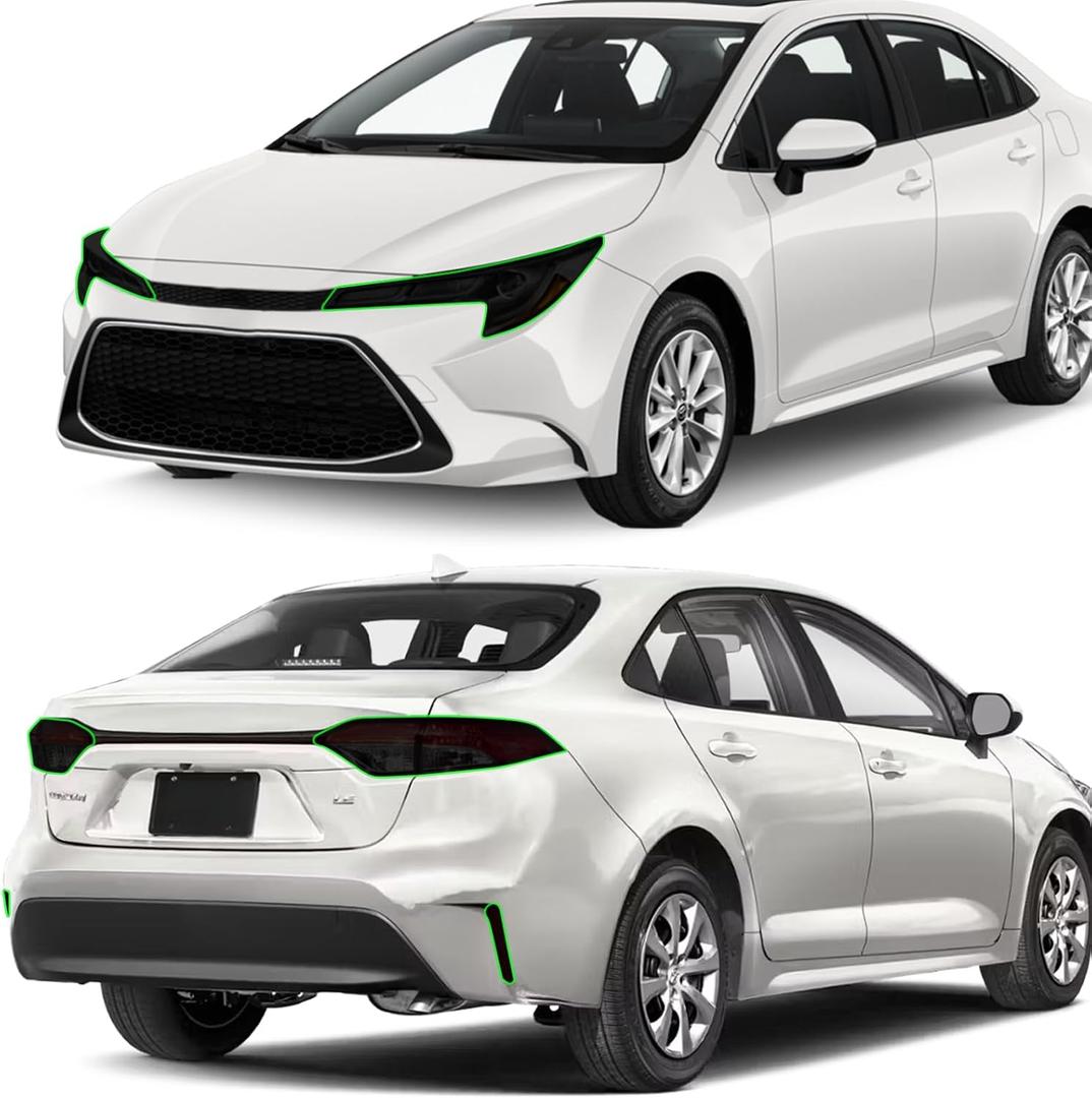 Precut Headlight Tail Light Tint Kit Film Fit for Toyota Corolla Sedan 2020 2021 2022 2023 Light Overlay Complete with Gloss Dark Smoke Wrap Cover Vinyl Decals