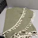 Linen Tablecloth with Tassels, Farmhouse Style GreenTablecloth, Water Resistant Burlap Tablecloths for Round Table, 52 Inch Round Olive