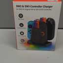 Switch Joycon Charger for SW 1&2 Model, 2-in-1 Charging Dock for Nintendo Switch 2025/OLED/Original Joycons, Fast Charger Station with 9 RGB Modes, for Joy-Con 2/1 Accessories, 6.2/7.9 inch (Black)