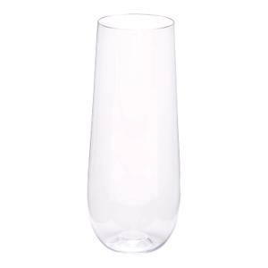 WNA Reserv 9oz Clear Plastic Stemless Champagne Flutes, 64-Pack, Disposable or Reuse, Elegant Shatterproof Drinkware, Shatter Resistant PET