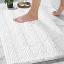 Yimobra Bathroom Rug Mat 36 x 24, Non Slip and Super Absorbent Bath Mat,Machine Washable Quick Dry,Ultra Plush Chenille Shower Rugs for Bathroom Floor Sink Tub and Shower Outside,White