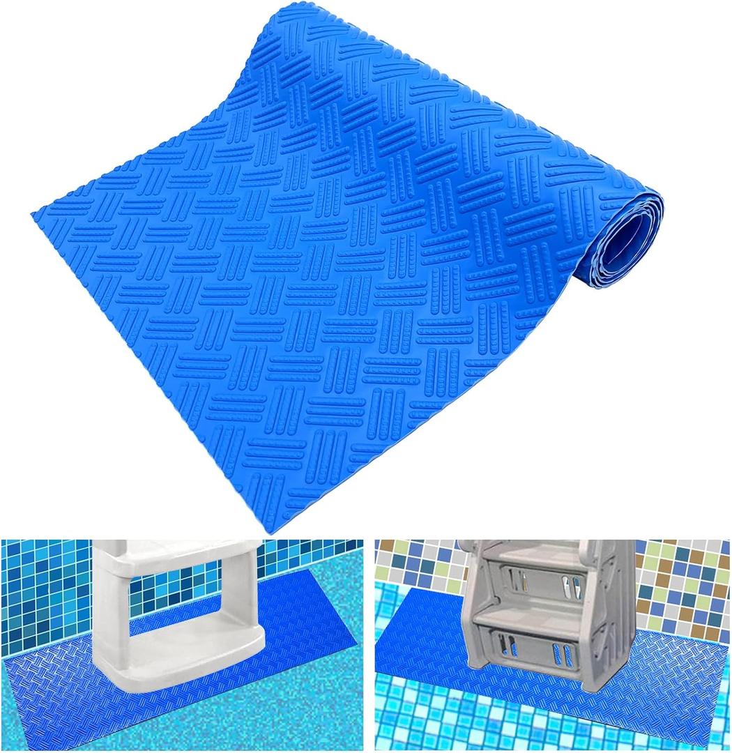 SKARUMMER Swimming Pool Ladder Mat - Protective Pool Ladder Pad Step Mat with Non-Slip Texture, Blue Medium Blue Medium Pool Step Mat, Pool Liner Protection Mat (36 X 36 inch)
