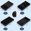 Elsjoy 8 Pack 4 Styles Black Velvet Jewelry Trays, Jewelry Organizer Tray Stackable Jewelry Storage Tray for Drawer, Rings, Earrings, Necklace