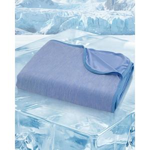 Cooling Blanket for Hot Sleepers - Summer Blanket Thin Lightweight for Bed, Q-Max>0.4, Breathable, Double-Sided, Absorbs Heat to Keep Body Cool from Night Sweats, 90"x90" Queen Size, Blue
