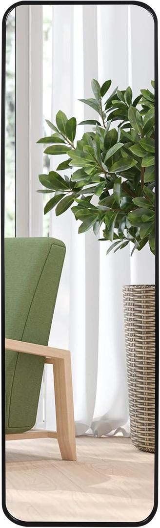 Giftgarden 47x14 Black Full Length Mirror Aluminum Alloy Framed, Sleek Long Full-Body Metal Tall Mirror Wall Mounted or Hang Over The Door for Bedroom Bathroom Closet