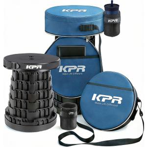 KPR 2026 Upgraded Collapsible Stool & 3IN1 Cushioned Carry Bag, Portable Telescopic Camping Chair, Adjustable Height Folding Step Stool Retractable Seat or Footrest for Outdoors & Indoor, Max 620lbs